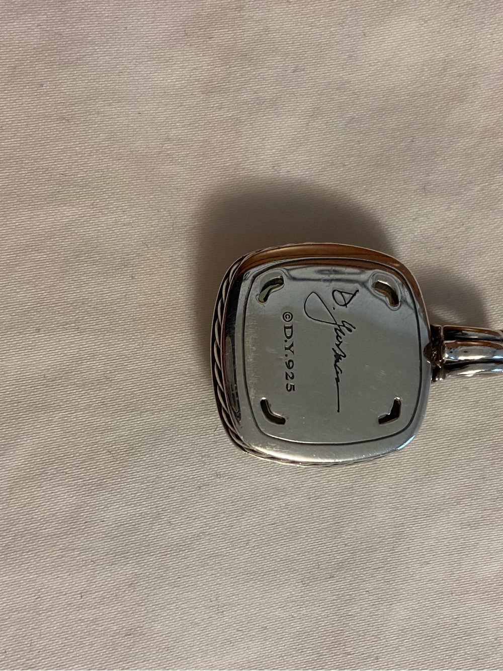 David Yurman Sterling Silver Faceted Prasiolite 20 mm stone Pendant - Picture 2 of 3